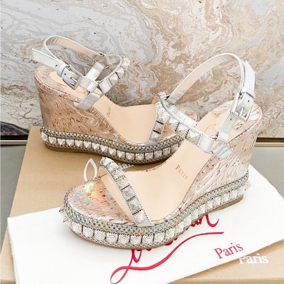 Christian Louboutin Pira Ryad Iridescent studded platform wedge - Picture 4 of 13